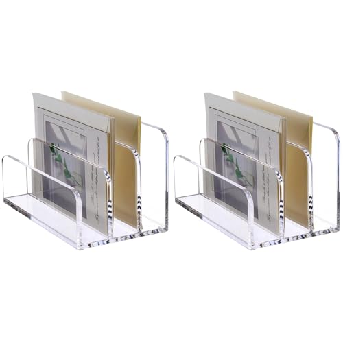 2X Organizador de Correo de Acrílico con 3 Compartimentos y Portacartas Vertical para Escritorio