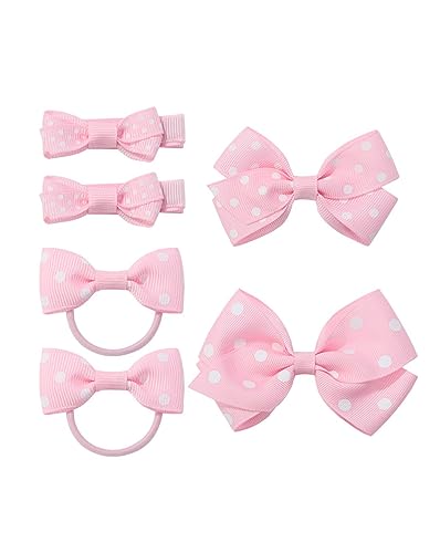 Baby Girls Polka Dot Hair Clips Bow Infant Toddler Polka Dot Hair Tie BBG89 (Pink)