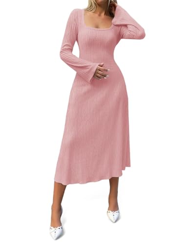 Robe pull midi en tricot col carré pour rester chaude et élégante tout l'hiver