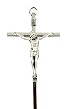 Catholic Crucifixes Silver Toned Metal Catholic Crucifix Pectoral Pendant or Wall Cross, 4 3/8 Inch