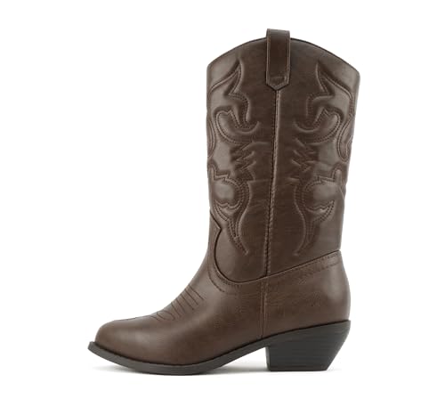 Image of Soda inchTELLER inch ~ Women's Western Cowboy Boots with Stitched Detailing, Pointed Toe, and Low Block Heel