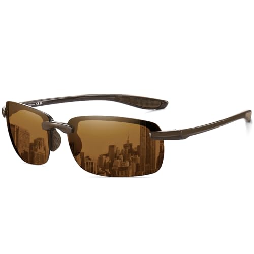 DUCO Sports Sunglasses for Men Women Lightweight Rimless Frame Polarized Sun Glasses Running Fishing Driving DC6003