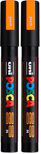UNI-Ball 182576 - Marqueur POSCA à pointe ogive moyenne, orange fluo (Lot de 2)