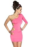  Elastisches und asymetrisches Club-Kleid mit einem Dreiviertel Ärmel (Pink 12862-017)