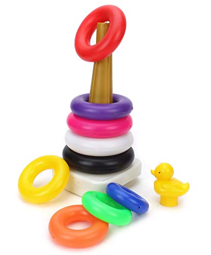 Image of Ratna's Duck Stacking Ring for Kids. Helps Kids recognise Different Colour and Sizes (Jumbo 9 Rings)