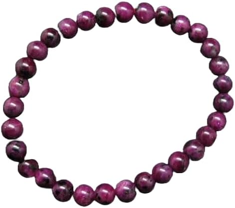 LKBEADS Natural Ruby 6mm rondelle smooth 7inch Semi-Precious Gemstones Beaded Bracelets for Men Women Healing Crystal Stretch Beaded Bracelet Unisex