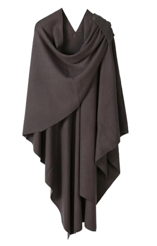 Rungion Women's Elegant Long Wrap Shawl Open Front Cape Poncho Knitted Stole Blanket Cardigan Scarf for Fall Winter2