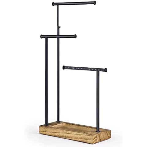 SRIWATANA Jewelry Organizer Stand, Extra Tall Necklace Holder Jewelry Holder, Gift Idea (Carbonized Black & Black) Cover