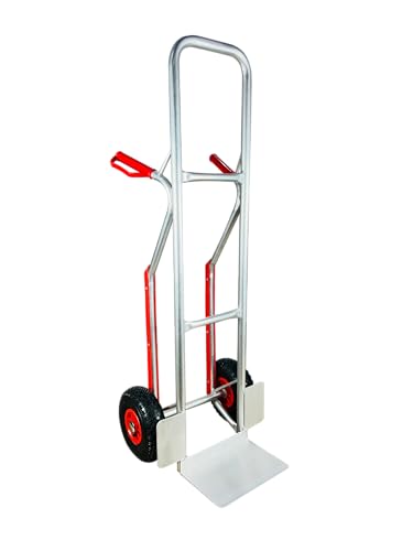 Image of Welbuilt Multi-Purpose Aluminum Hand Cart with 150kg Load Capacity and Pneumatic Wheels - Suitable for Home, Office, and Industrial Needs