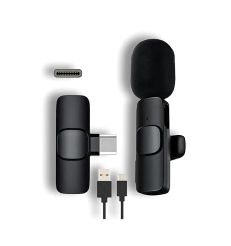 AlakhDM Wireless Microphone 2-in-1 Lavalier Mic with Receiver for iPhone/Android Type-C Plug & Play...