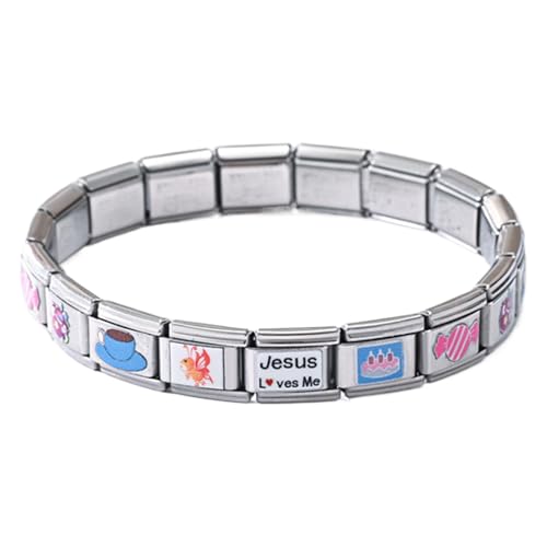 Genérico Pulsera De Charm Italiana - Pulsera Italiana Modular Para Mujer En Acero Inoxidable - Accesorio Elegante Para Joyería En Citas Playa Boda Viaje