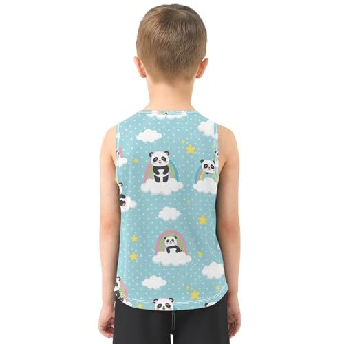 J JOYSAY Cartoon Panda Rainbow Star Boys Tank Top Sleeveless Muscle Shirts Quick Dry Sport Workout Active Kids T-Shirts 3-15T3