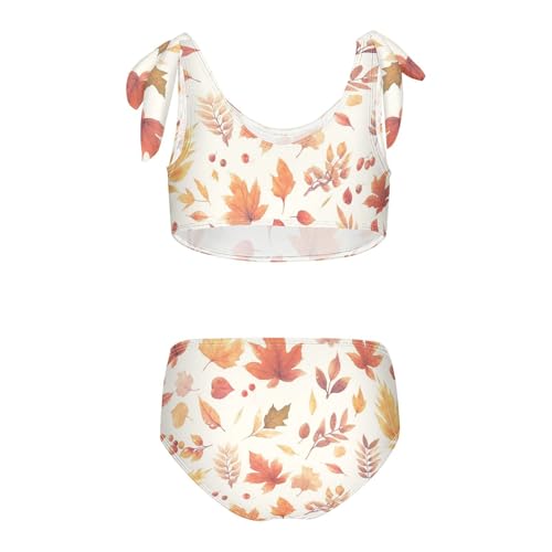 KLL Autumn Leaves Seamless Girl Two Piece Bikini Set Quick-Dry Swimsuit Swimming Suits Adjustable Strap2