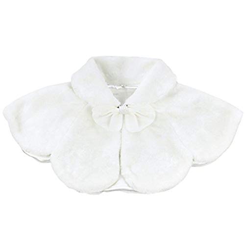 Image of Agoky Flower Girls Faux Fur Bolero Shrug Shoulder Wrap Cape Wedding Prom Party Dress Cape Coat Stole