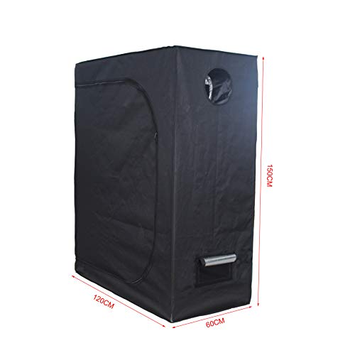 Indoor Grow Light Box Tent Aluminum lined Bud Dark Room for Hydroponic Fan 2 Sizes (120X60X150CM)
