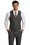 Furuyal Men's Suit 2 Piece Vest Set Slim Fit Dress Suit Casual Suit Waistcoat Pant Dark Gray-S