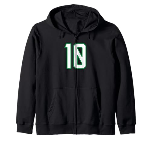Número #10 Deporte Blanco Verde Número universitario Sudadera con Capucha