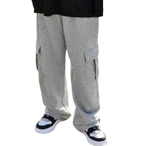 Boys Baggy Pants Casual Cargo Pants Elastic Waist Loose Sweatpants Workout Jogging Trousers with Pockets for 7-14Y