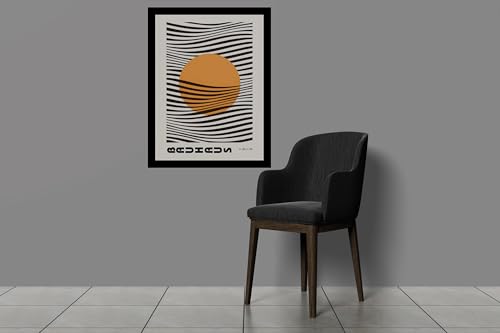 Image of BLINKART Vintage Bauhaus Retro Geometric Aesthetic Poster Gallery | Colorful Wrap Framed For Home Office Studio Living Room Modern Art Studio Decoration Abstract Shapes | (d74) | 13x10 Inch