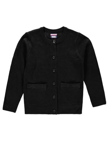 French Toast Girls' Crewneck & Welt Pocket Cardigan (Sizes 4-20) - Black, 62