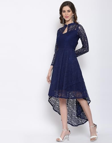 Image of Women's Russel Net Fit & Flare Dress, Trend with High Low Stylish Western Look
