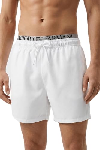 Emporio Armani Boxer Maillot de Bain pour Homme, Blanc, XL