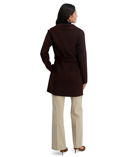 Image of TAHARI Women's Double-faced Luxury Soft Wool Blend Peacoat- Wrap Wool Coat With Removable Belt
