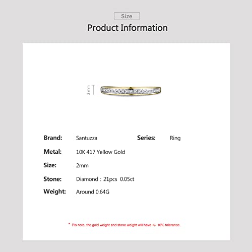 Santuzza 10K Yellow Solid Gold Genuine Diamond Stacking Band Dainty Ring For Women (9) #TOP3