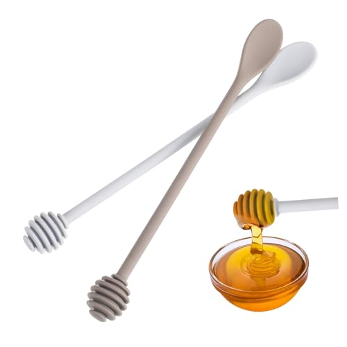 DECOMELODY 2個 シリコン包尼龍長柄ハニースティック 蜂蜜撹拌用ディッパー キッチン用撹拌スプーンはちみジャムシロップ対応