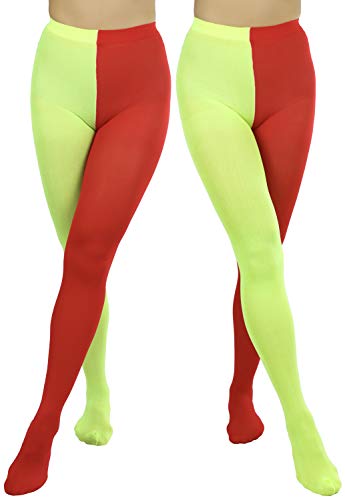 Image of ToBeInStyle Women's Two Toned Vibrant Jester Contrast Opaque Multicolored Tights