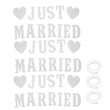 Tissting 3 Sets Just Married Banner Hochzeit Dekorationen für Empfang Weiß Hochzeit Party Banner für Hochzeitsfotoshootings, Hochzeit Feierlichkeiten