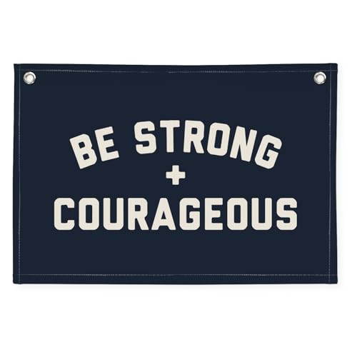 Image of Motivational Quotes Boys Room Decor,Be Strong Courageous Joshua 1:9 Bibie Nursery Playroom Wall Decor,Classroom Must Haves, Teen Dorm Toddler Wall Hanging Canvas Banner 30x20 bestrong