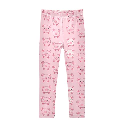 Wusikd Pink Piggy Girls' Leggings Toddler Doodles Kids Yoga Pants Dance Active Tights 4T