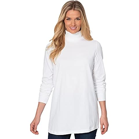 Woman Within Women's Plus Size Perfect Long-Sleeve Turtleneck Tee - 3X, White Cover