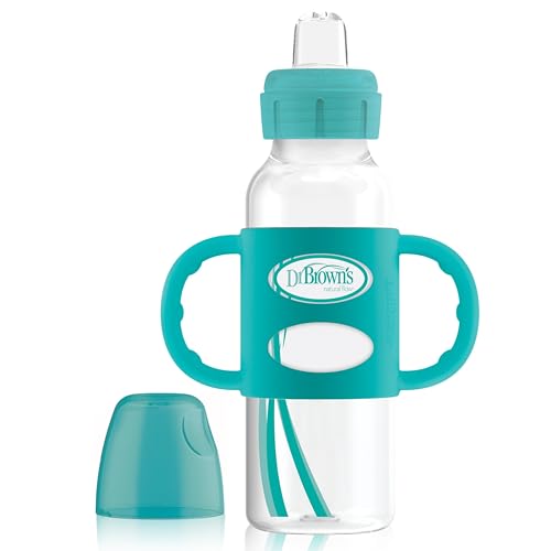 Image of Dr. Brown's Milestones Transitional Sippy Bottle with Silicone Handles - Turquoise - 8oz - 6m+
