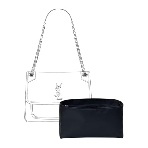 YUNDINGJI Purse Organizer Insert for YSL Niki Medium Bags,Black,Luxury Bags Storage with Silk, Lightweight Shaper for Daily Use, Pockets Large Capacity. Cover