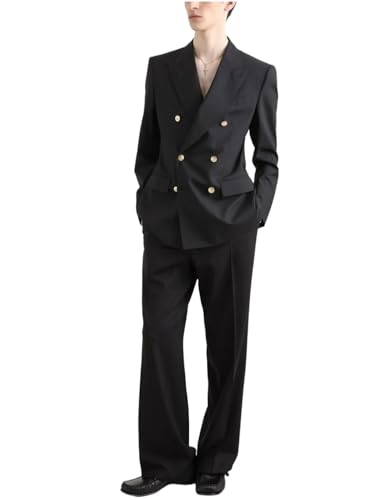 Smoking homme deux pièces chic revers en pointe veste croisée style uniforme de cérémonie