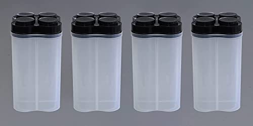 Image of Kitchenwell Multi-Purpose Airtight Transparent Plastic Lock Food Storage 4 Section Container Jar for Grocery, Fridge Container (Pack of 4, 2500ML -Black)