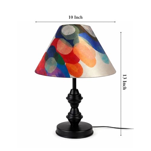 Image of tu casa Modern Table Lamp with Aurora Waves Satin Shade | Metal Iron Base Decorative lamp for Living Room| Decorative Lighting for Living Room, Study & Home Decor, Designer Table Lamp for Gifting