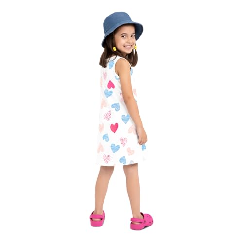 Image of YouGotPlanB Girls 100% Cotton A-Line Printed Dress | Above Knee Length Summer Frock | Soft & Breathable Casual Wear for Girls (Ages 3-14 Years)