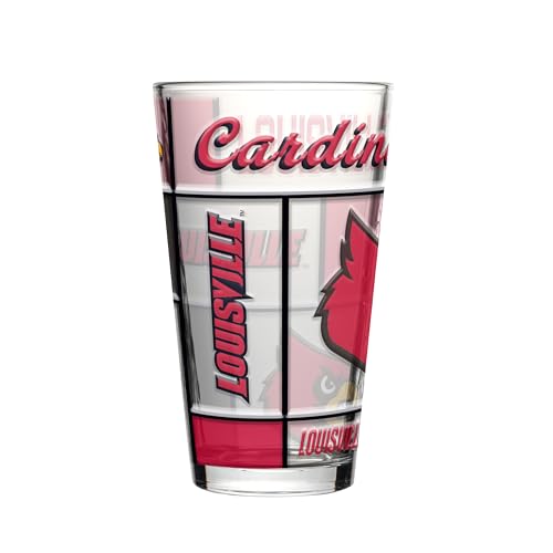 Image of Logo Brands NCAA oz Stained Glass Pint Glass - 3D Embossed Logo & Bold Team Colors - Durable Sports Fan Beer Glass for Home, Bar & Tailgates