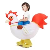 HSCTEK Inflatable Chicken Costume Toddler Boys Girls, Blow Up Ride On Rooster Cosplay Kids Child, Riding Halloween Costume Children 2345T