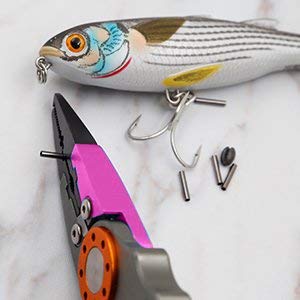 Split Ring Pliers - Aluminum Fishing Pliers Hook Remover Tungsten Carbide Cutters Saltwater Resistant Fishing Gear Split Ring Fish Holder With Coiled Lanyard & Sheath Fishing Gifts For Men(Red) #TOP3