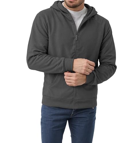 OVERS Mens Fleece Full-Zip Hooded Sweatshirt Full-Zip hoodies for mens Casual Zipper Black Grey Hooded Outerwear Comfort(Pack 1)(Pack 2) (UAE/KSA Alpha XXL Regular Regular Dark Grey)