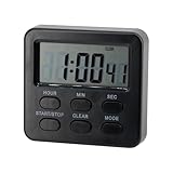 Temporizador digital electrónico ABS negro de 24 horas con parte trasera magnética para cocina, cocina, alimentos, reloj despertador para estudiantes, baño, gimnasio, aula