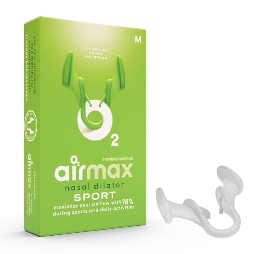 Airmax Sport - Dilatadores nasales internos, ayuda para ronquidos para mujeres y hombres, con caja de almacenamiento gratuita para la ayuda a los ronquidos, transparente, paquete de un solo paquete