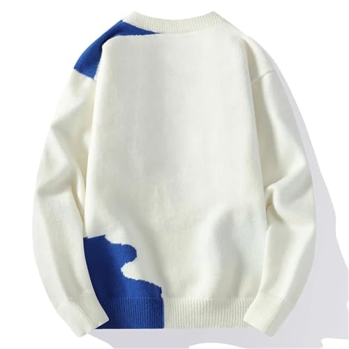 Men Patchwork Knit Sweater Winter Warm Hip-Hop Pullover Sweater3
