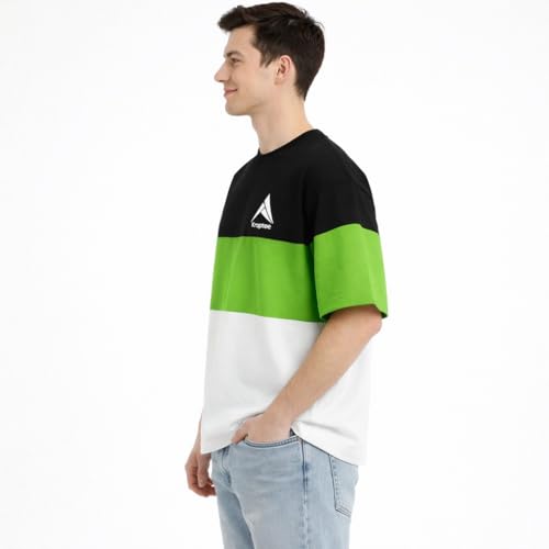 Image of Stylish Men Color Block Oversized Half Sleeve Round Neck T-Shirt