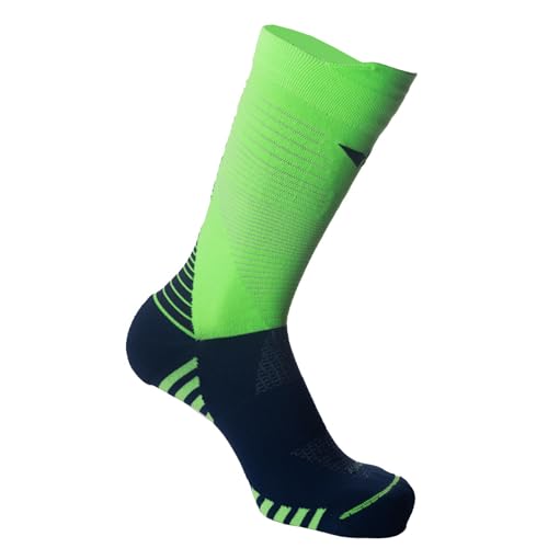 Calzini Compressivi Trail Running Uomo e Donna - Mezza Canna Senza Cuciture, Antisfregamento, Traspiranti - Calze Tecniche per Corsa, Ciclismo e MTB, verde fluo, 43-45