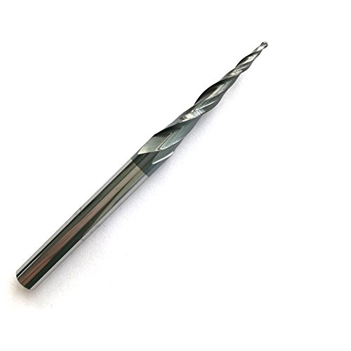 CNC Carving 4.36Deg 2 Flutes Tapered Angle Ball Tip Radius=0.75mm X 1/4" Shank Tungsten Solid Carbide HRC55 with TiAIN Coated